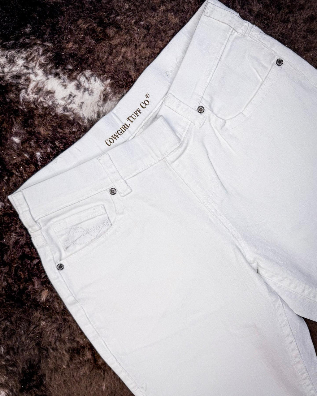 Cowgirl Tuff White Pull-On Bootcut Jeans