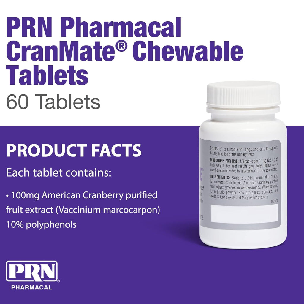CranMate Cranberry Supplement Tablets for Dogs & Cats (60ct)