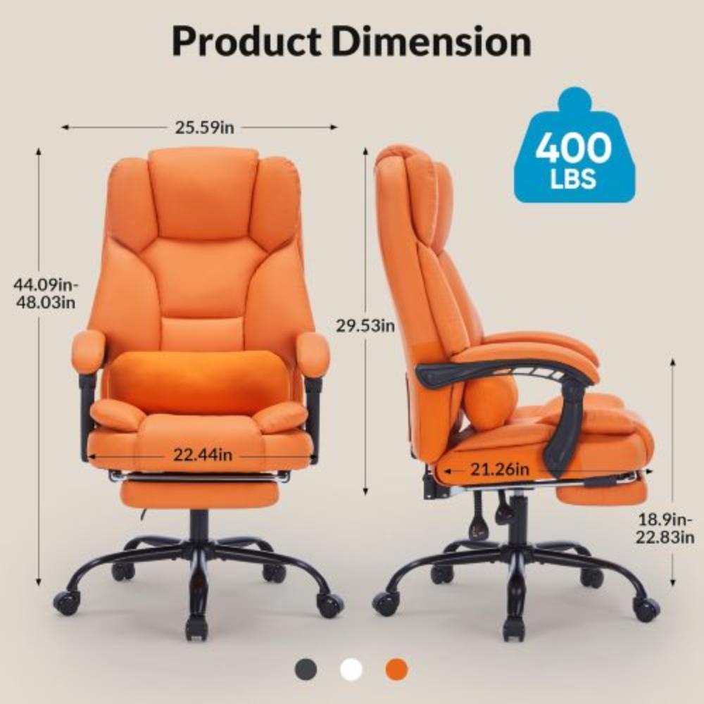 Reclining PU Leather Office Chair with Footrest