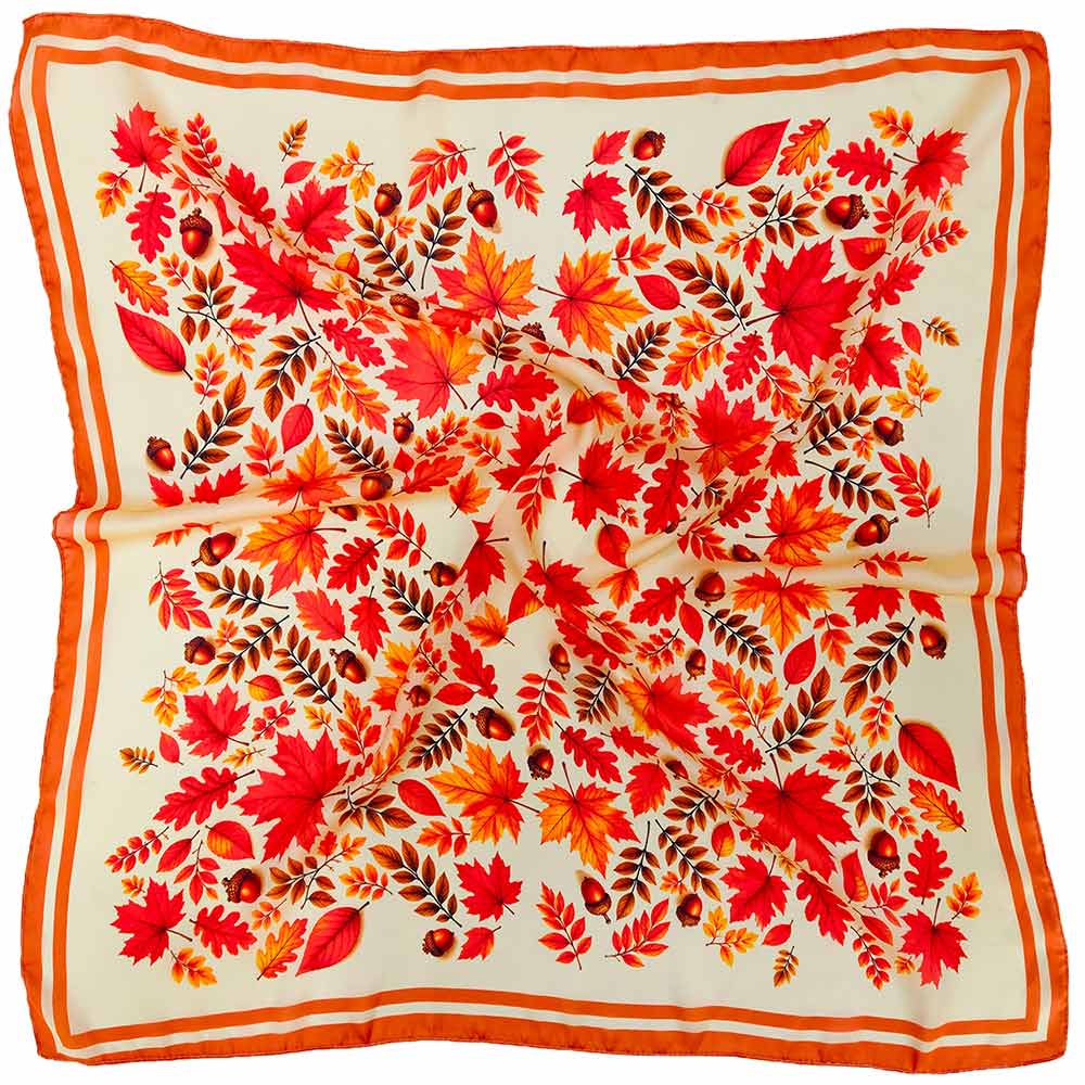 Autumn Foliage Acorn Pattern Print Square Scarf