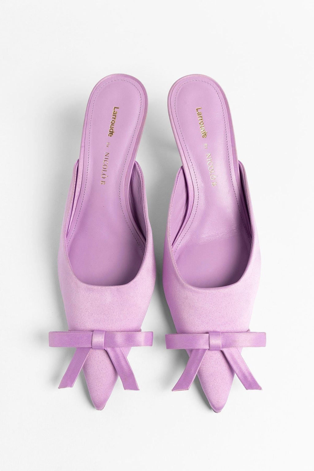 Larroudé by Nicolò B.: Maria Mule Lilac Satin