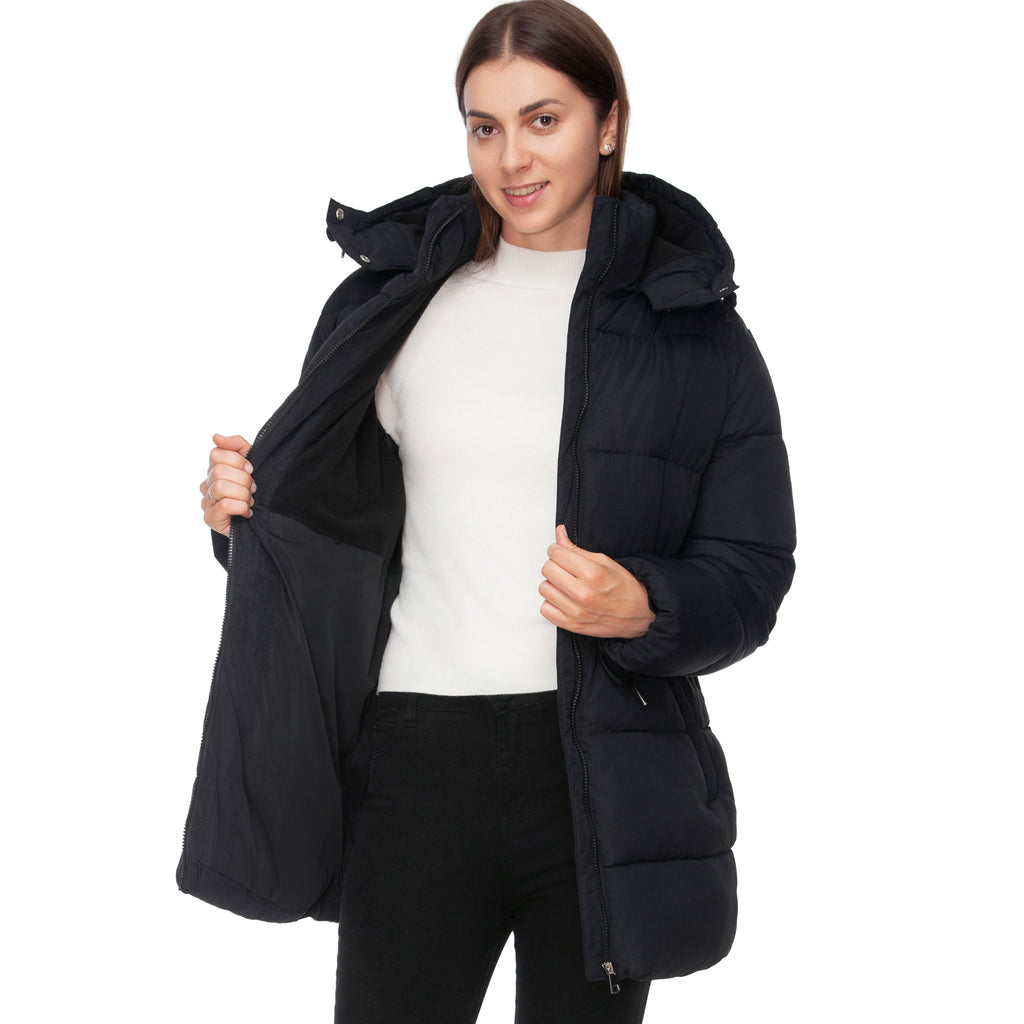 Rokka&Rolla Women's Cinched Waist Puffer Coat Wind Guard Winter Jacket