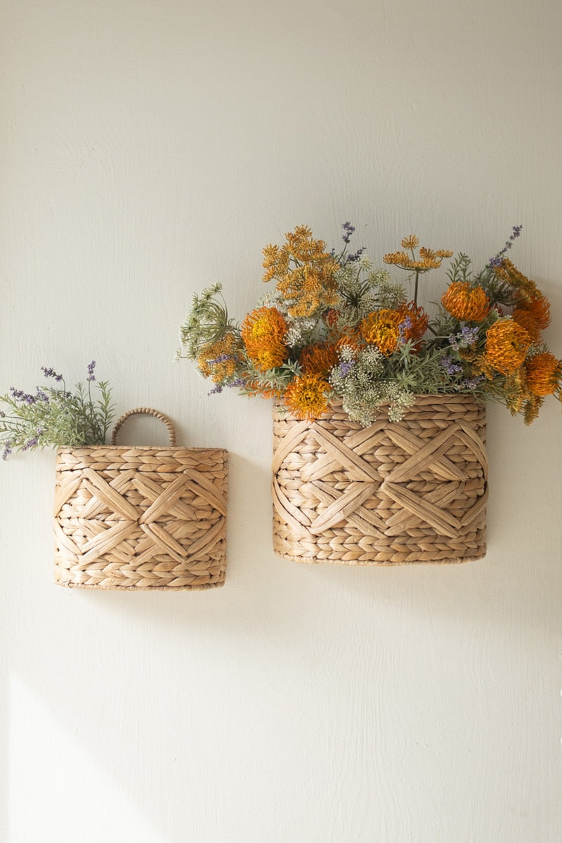 Set Of Two Water Hyacinth Wall Baskets