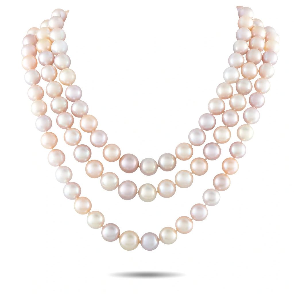 Mikimoto 18K Yellow Gold 0.25ct Diamond and Pink Pearl Necklace MK12-081926