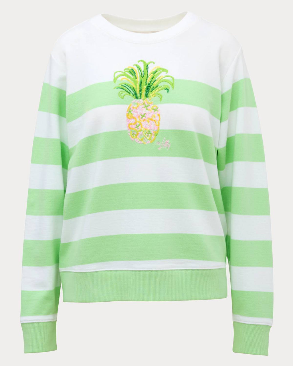 Ballad Long Sleeve Sweater In Multi Pineapple Embellishment