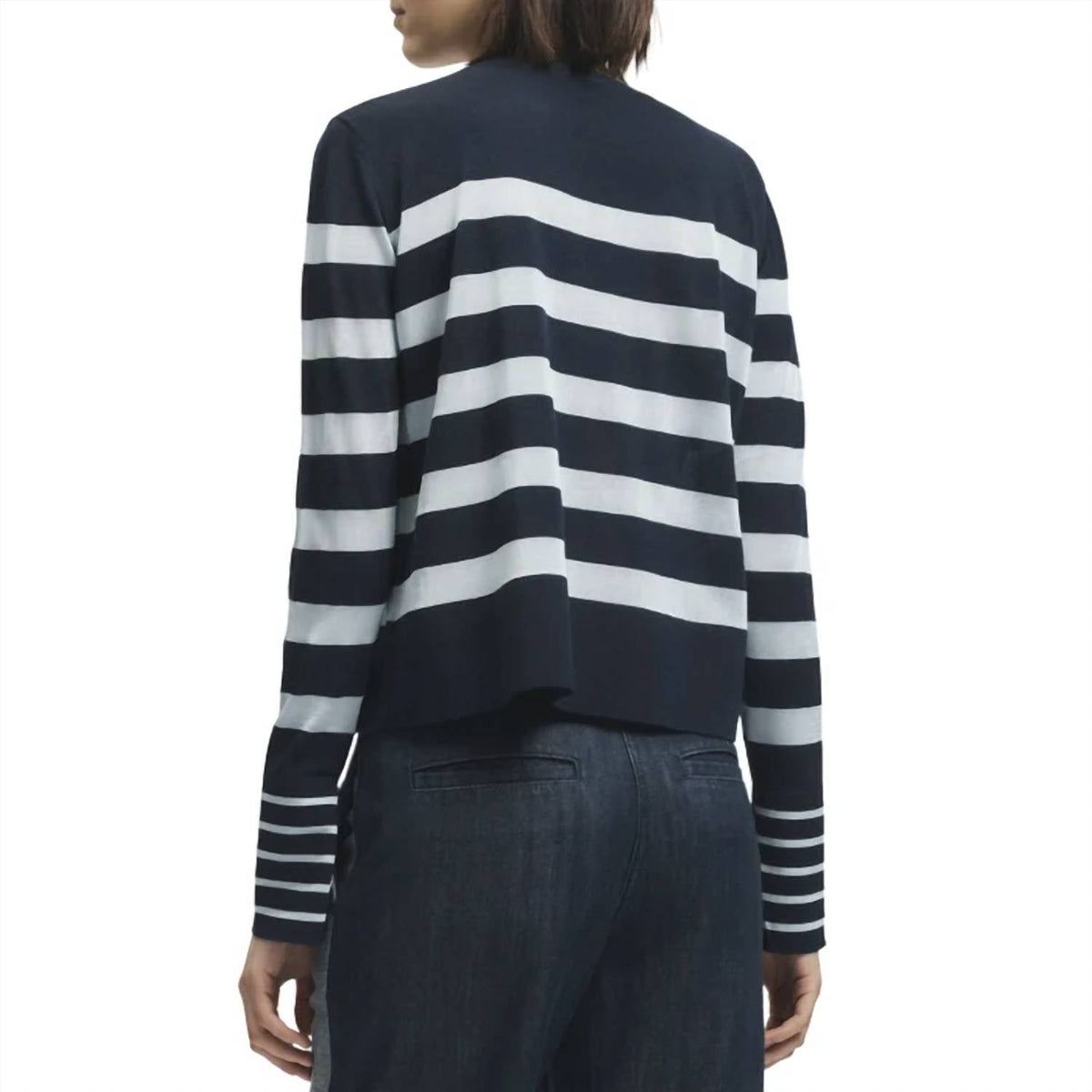 Odette Striped Knit Sweater In Navy/sky