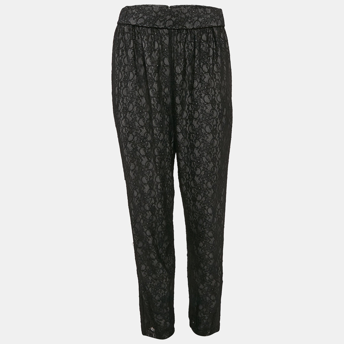 Alice + Olivia Black Floral Lace Trousers