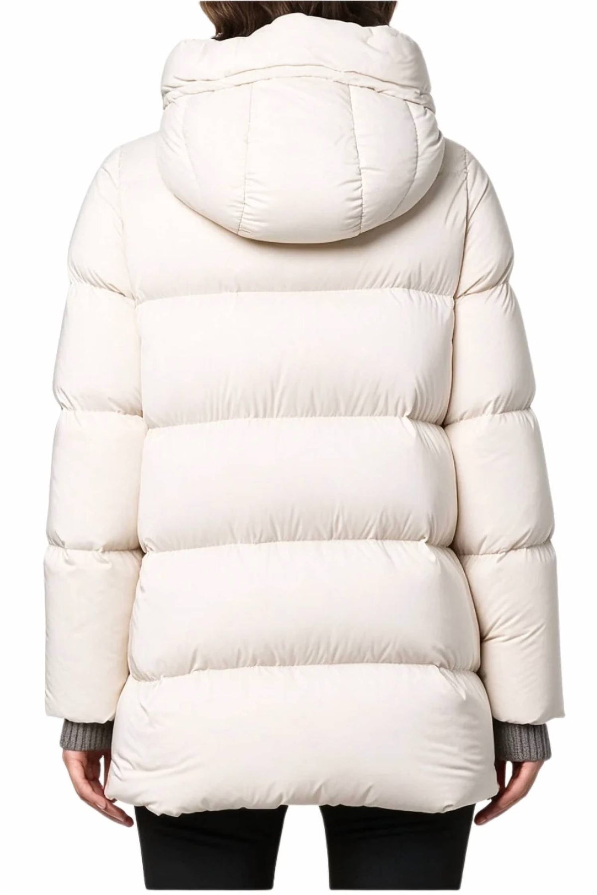 Hooded Down Coat In Stone