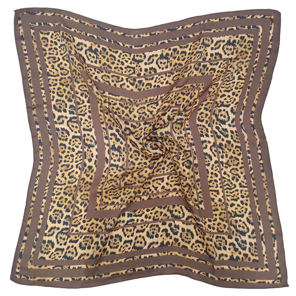 Geometric Border Leopard Print Square Scarf