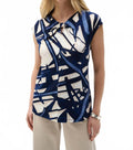 Abstract Print Keyhole Neck Top In Vanilla/multi