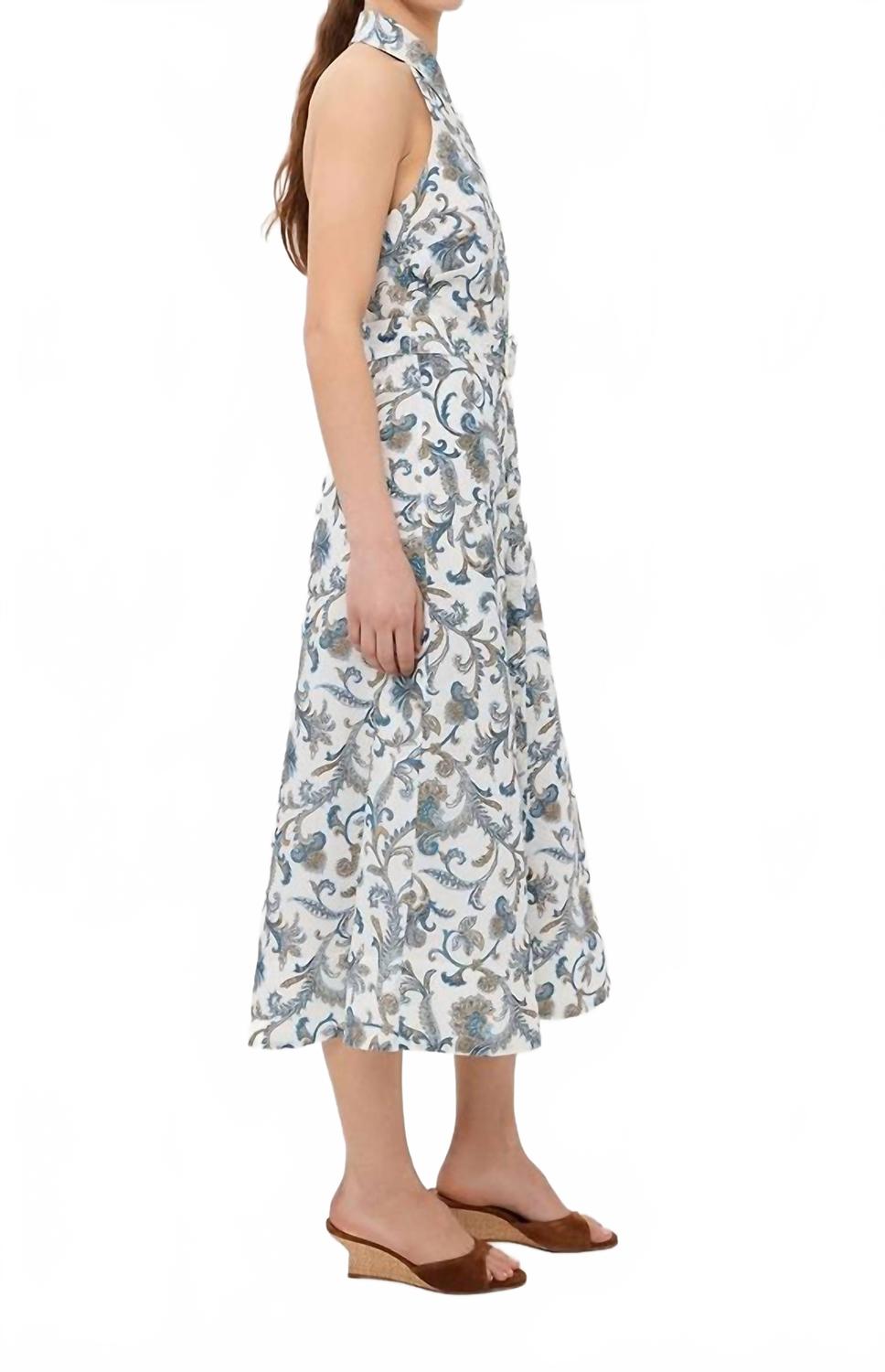 Mackey Paisley Halter Midi Dress In Dove Multi