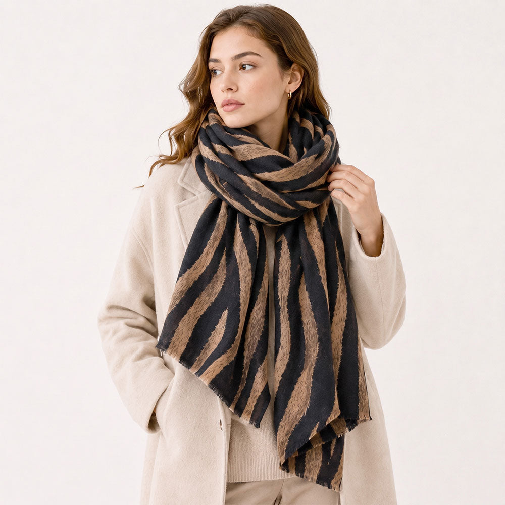 Oversized Zebra Pattern Print Wrap Scarf