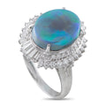 LB Exclusive Platinum 0.80ct Diamond and Black Opal Ring MF01-080326