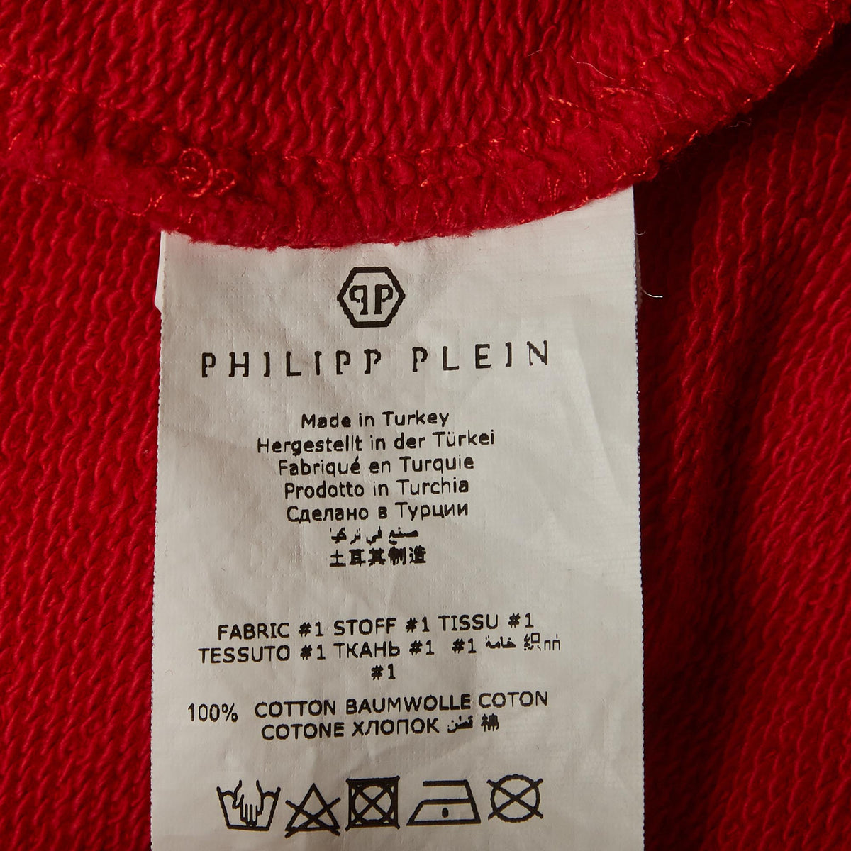 Philipp Plein Red Printed Jersey Long Sleeve Hoodie