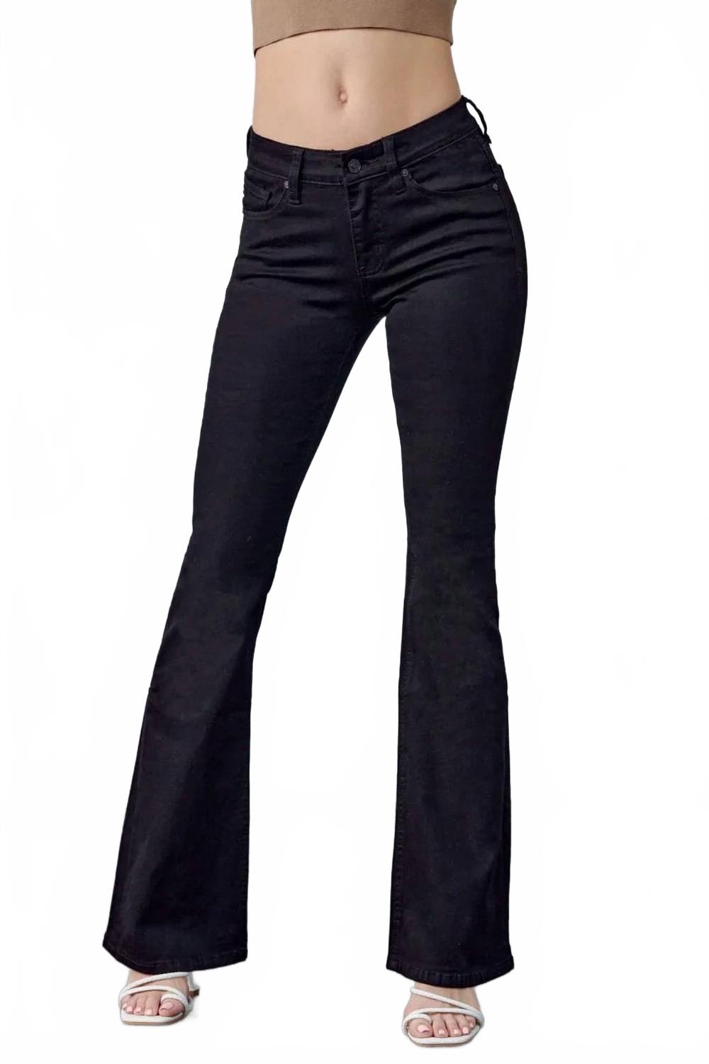 Ilene Mid Rise Flare Jeans In Black