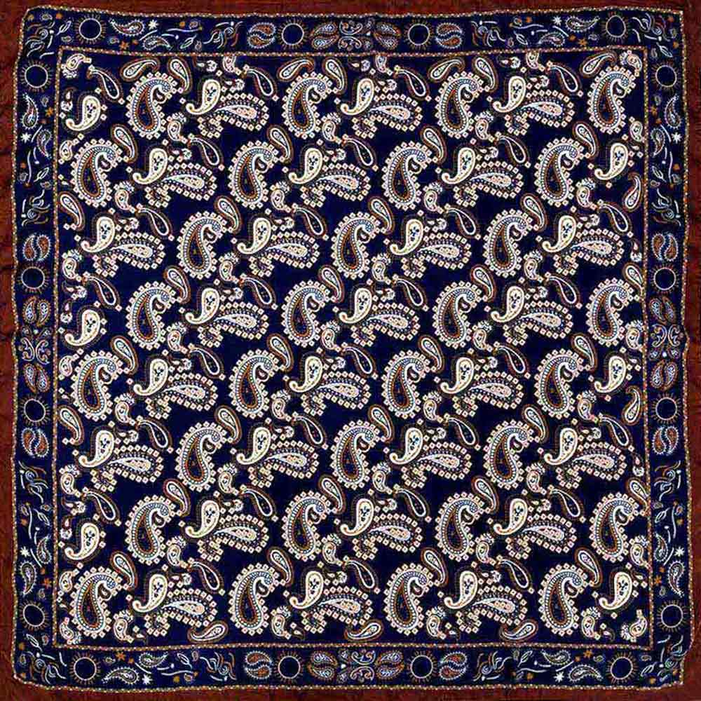 Ornate Border Paisley Pattern Print Square Scarf