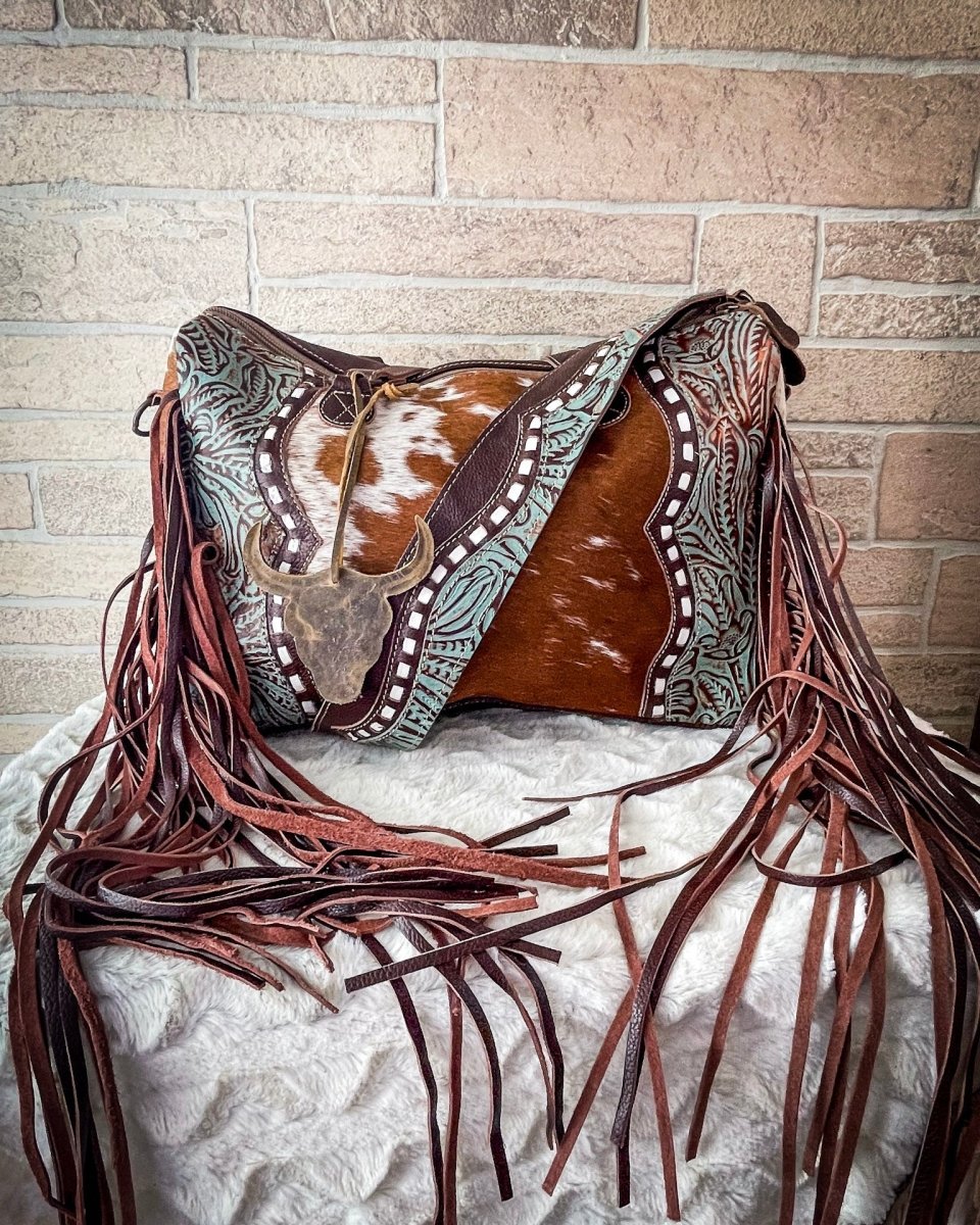 Dangle Wangle Hair-On Tooled Leather Bag by Myra Bag