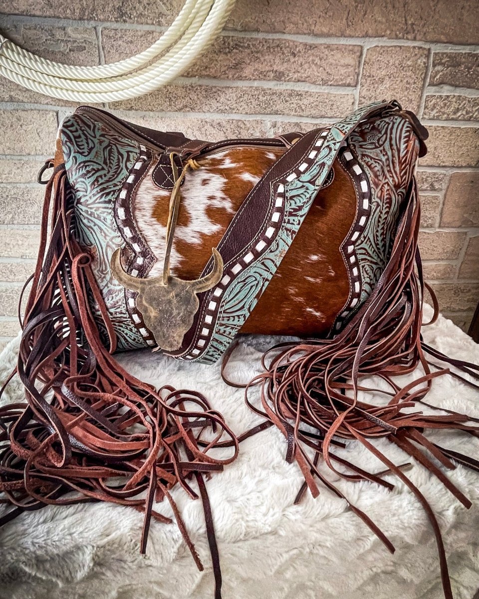 Dangle Wangle Hair-On Tooled Leather Bag by Myra Bag