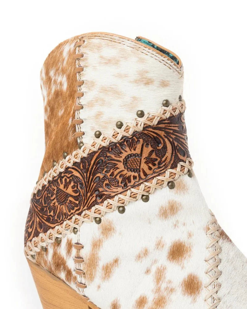 Darcy Ridge Hair-On Hide Booties in Brown by Myra Bag