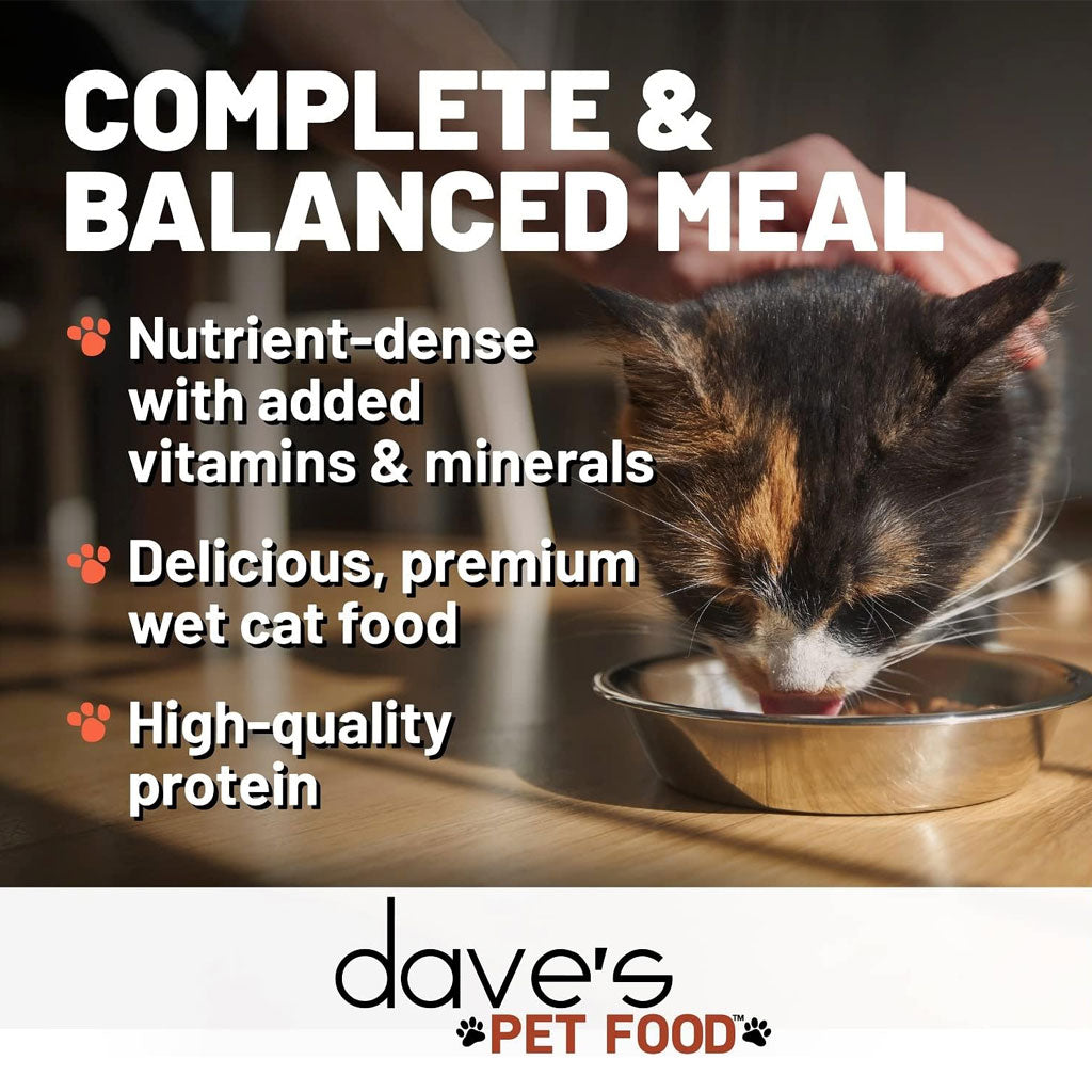 Dave's Pet Food Minced Chicken Dinner in Gravy Canned Wet Cat Food, 2.8-oz can, case of 24