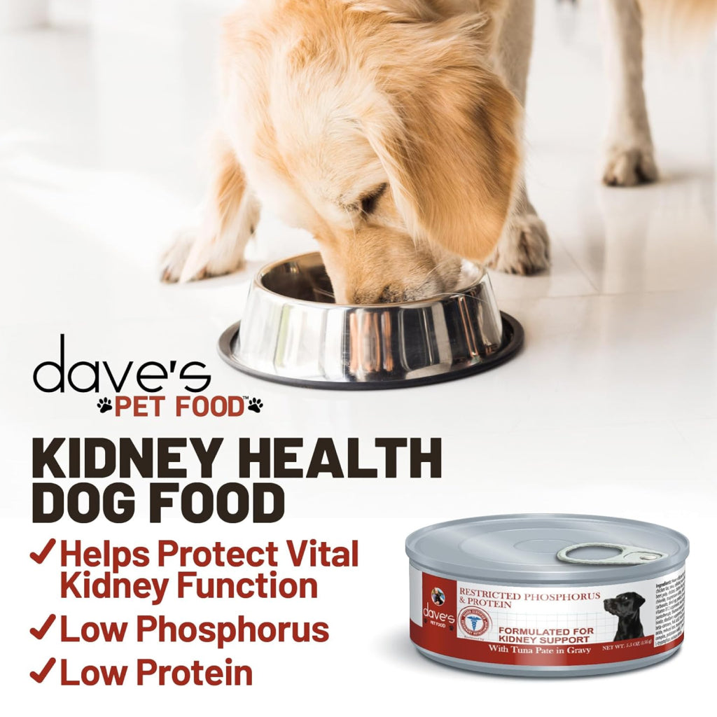 Dave's Pet Food Restricted Diet Phosphorus & Protein Kidney Support Tuna Pate in Gravy Wet Food for Dogs