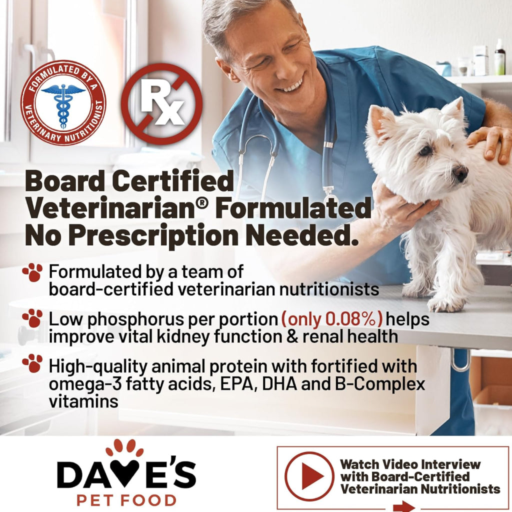 Dave's Pet Food Restricted Diet Phosphorus & Protein Kidney Support Tuna Pate in Gravy Wet Food for Dogs