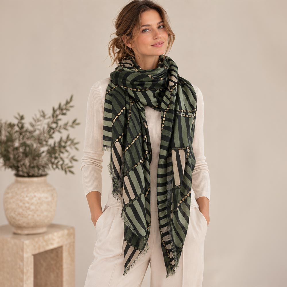 Geometric Pattern Print Lightweight Oversized Shawl Scarf