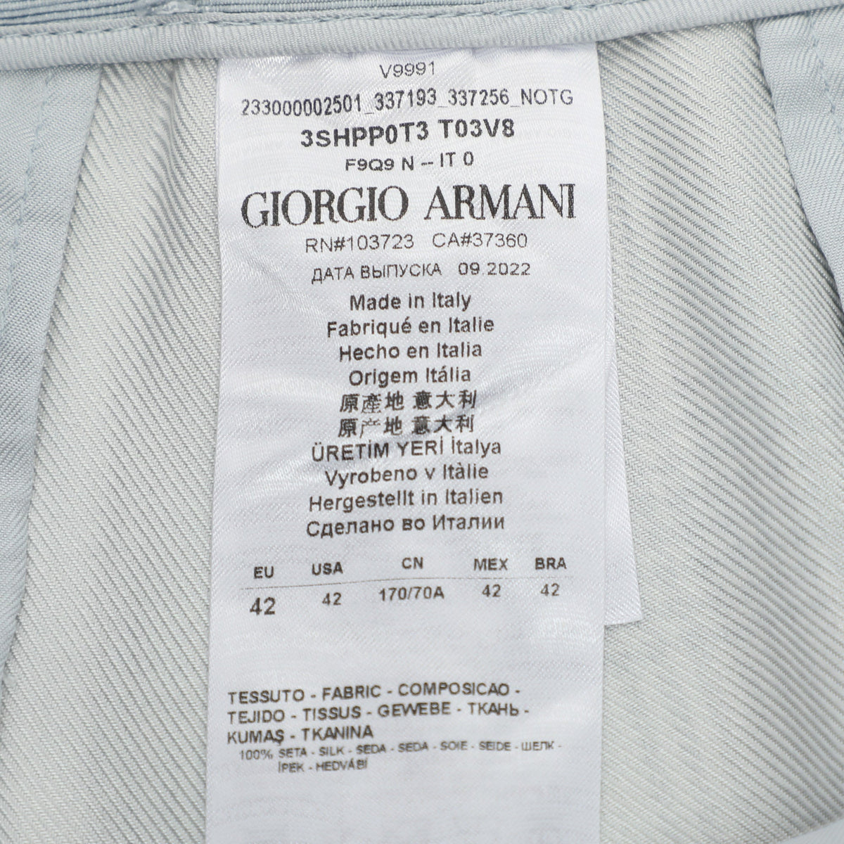 Giorgio Armani Blue Silk Wide Leg Trouser