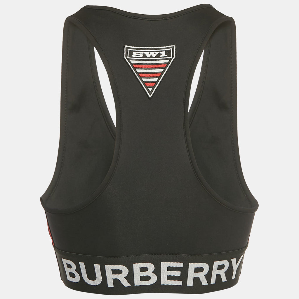 Burberry Black Logo Patch Jersey Sports Bra