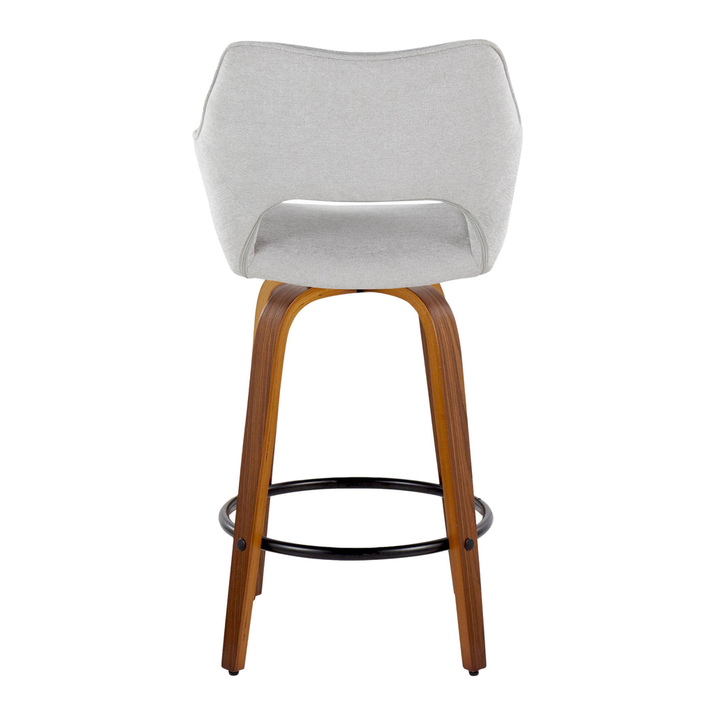 Contemporary Swivel Counter Stools with Round Footrests Set of 2