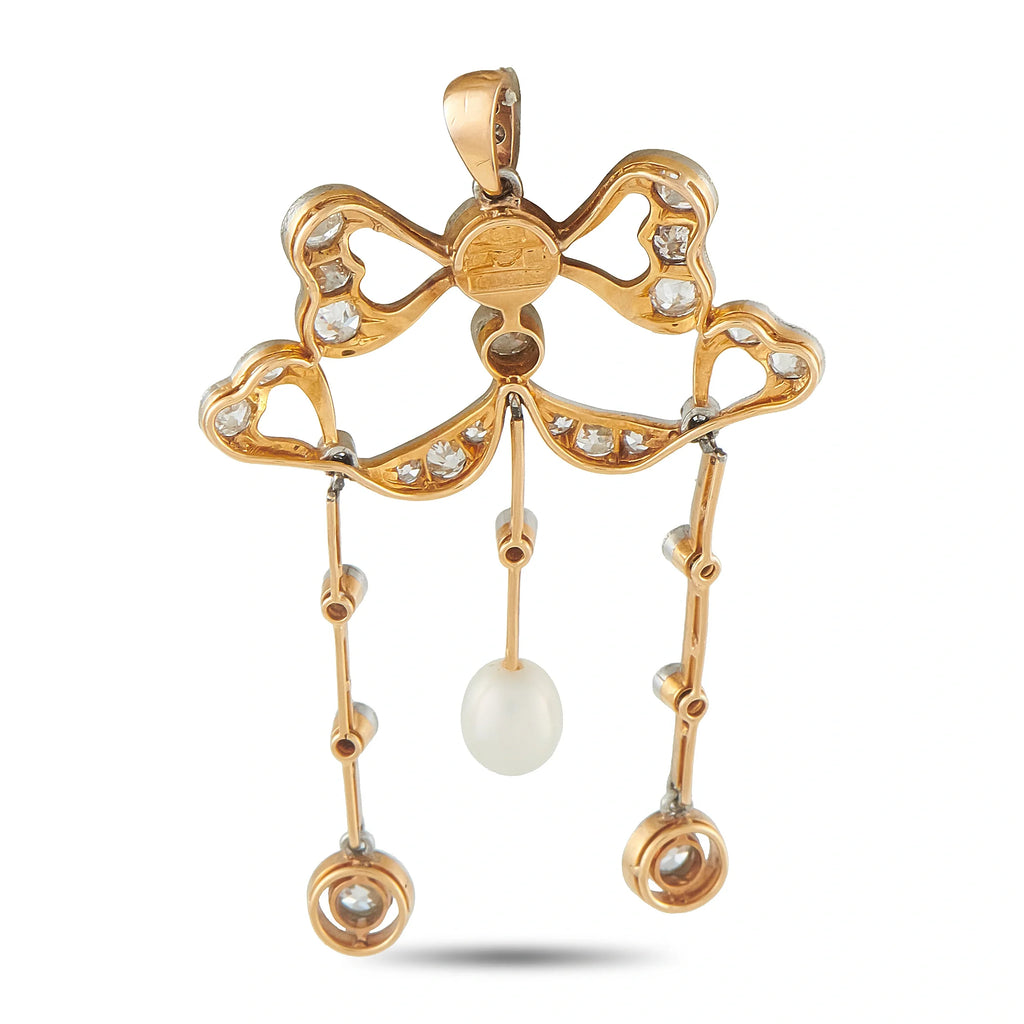 Gustav Dahlgren 18K Rose Gold and Silver 1.10ct Diamond and Pearl Pendant GD01-070226