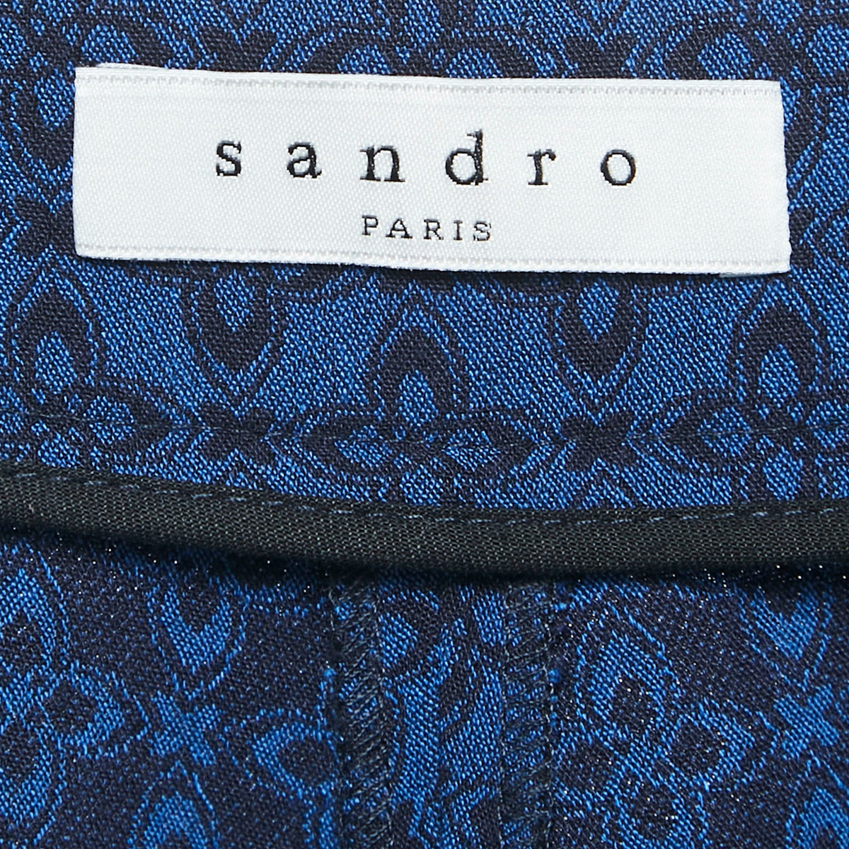 Sandro Blue Jacquard Crepe Amparo Pants