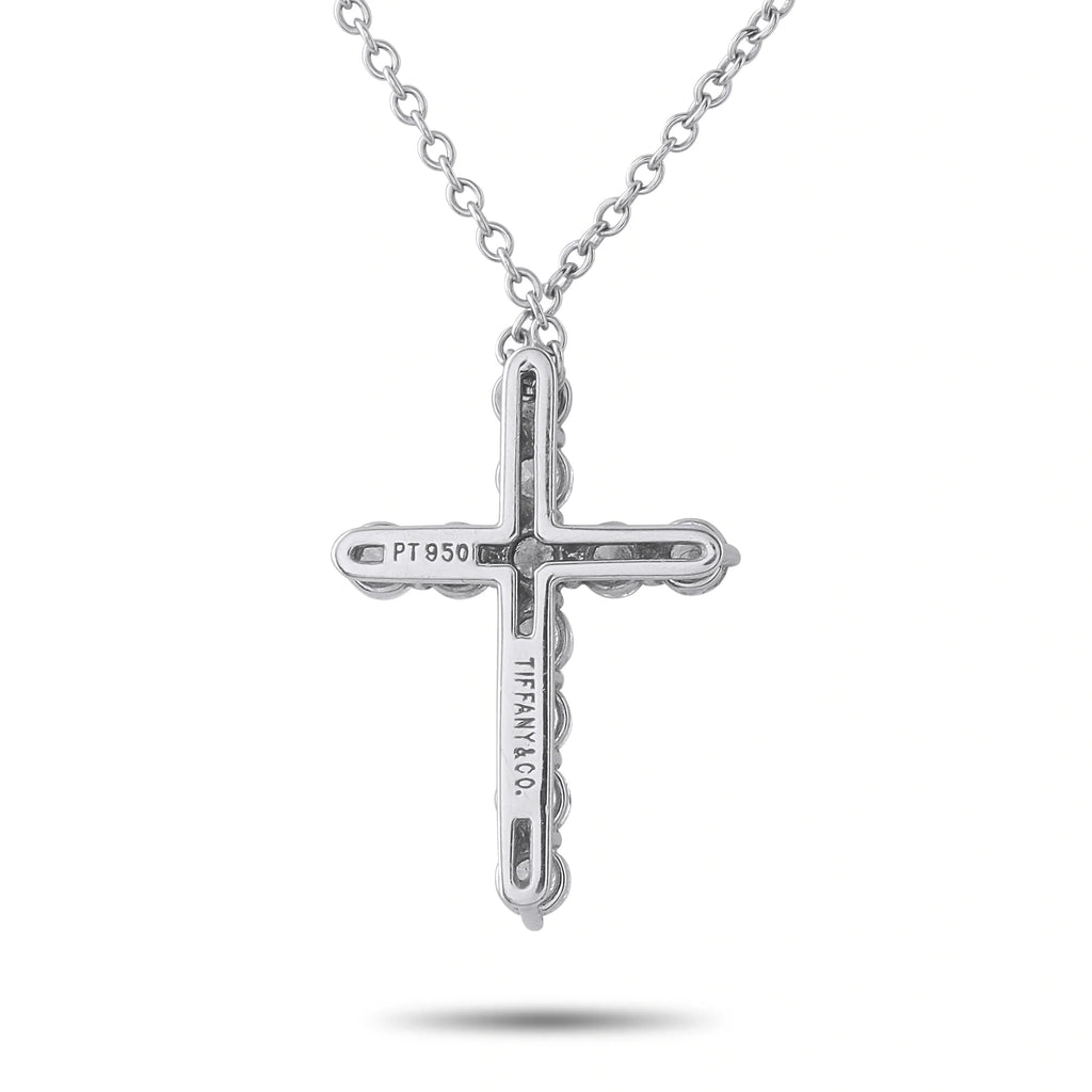 Tiffany & Co. Tiffany & Co. Platinum 0.42ct Diamond Cross Pendant Necklace Ti06-100526