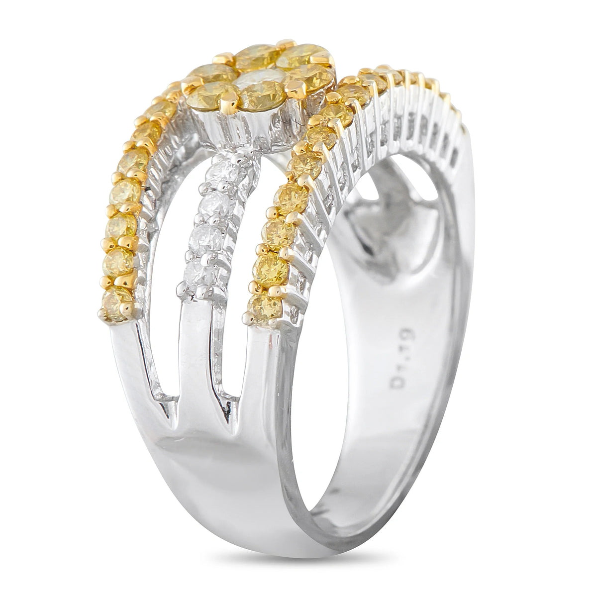 LB Exclusive 18K White Gold 1.10ct Fancy Yellow and White Diamond Ring MF04-081926