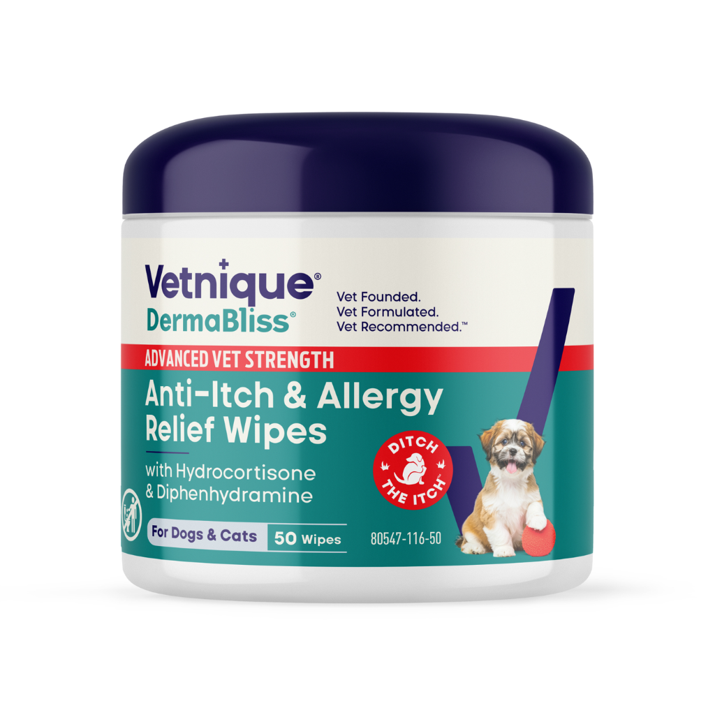 Dermabliss Advanced Vet Strength Anti-Itch & Allergy Relief Wipes for Dogs & Cats, 50 ct
