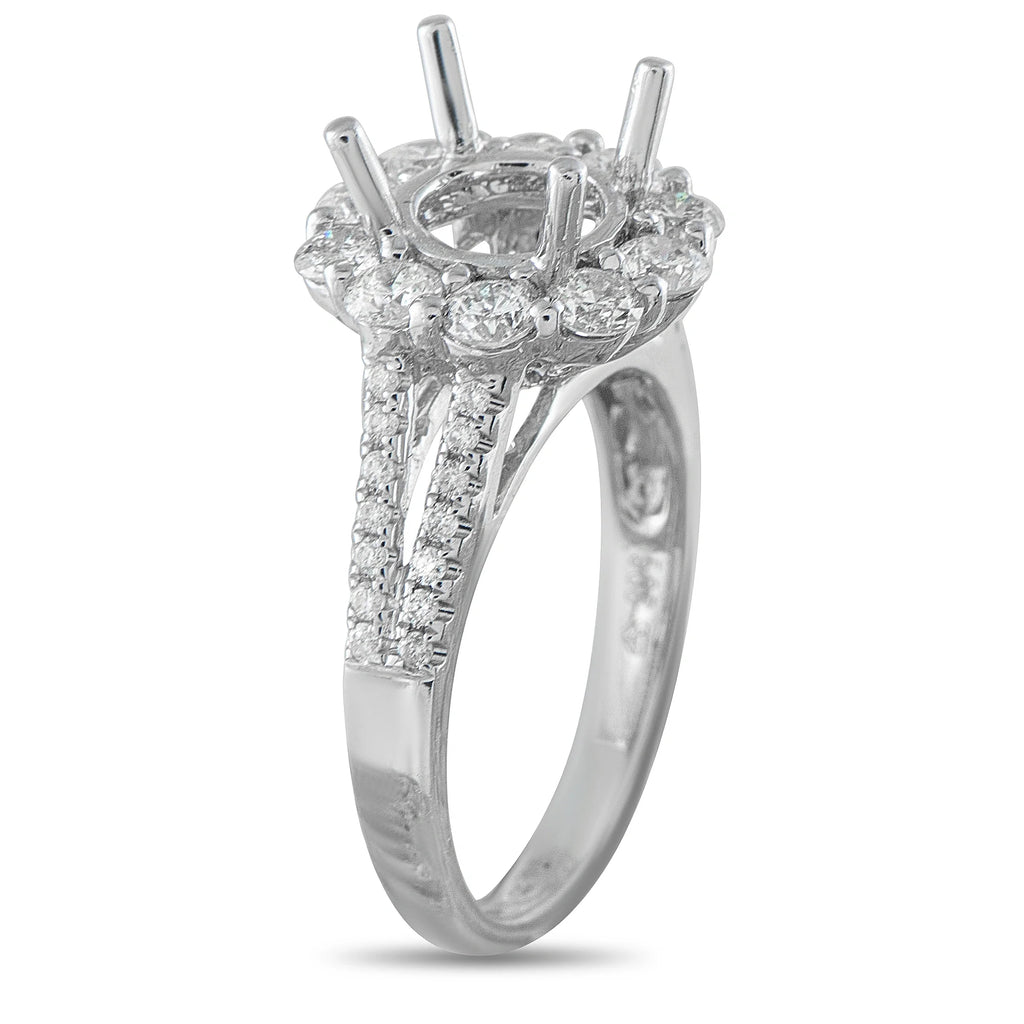 LB Exclusive 14K White Gold 1.20ct Diamond Round Halo Mounting Ring MF04-082026