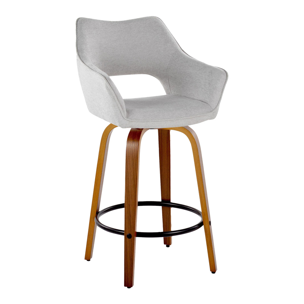 Contemporary Swivel Counter Stools with Round Footrests Set of 2
