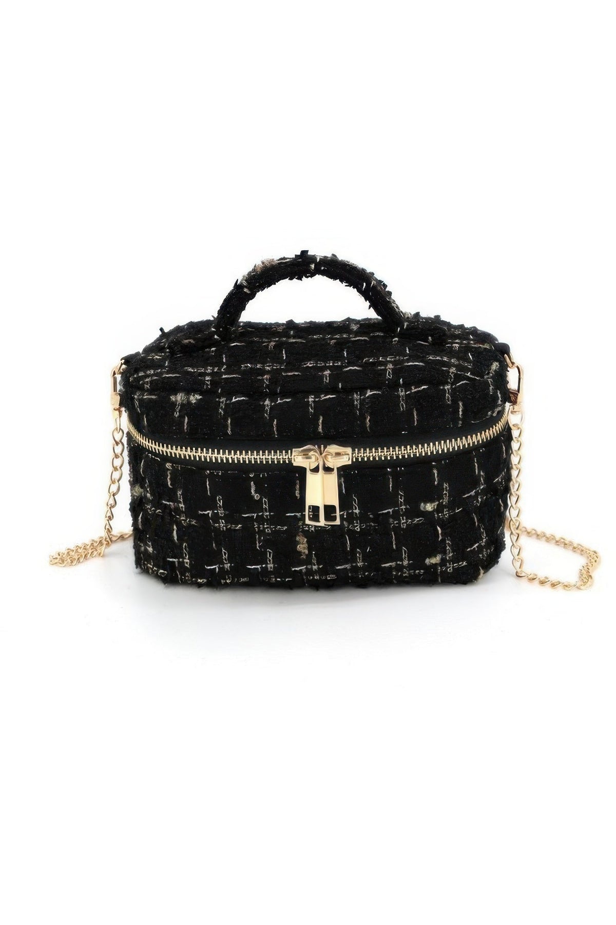 Tweed Vanity Chain Bag With Top Handle