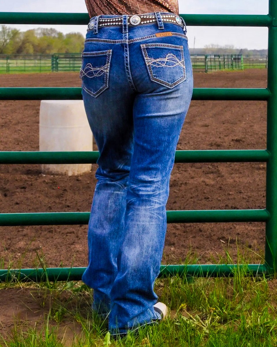 DFMI Faded Bootcut Jeans in Medium Wash by Cowgirl Tuff