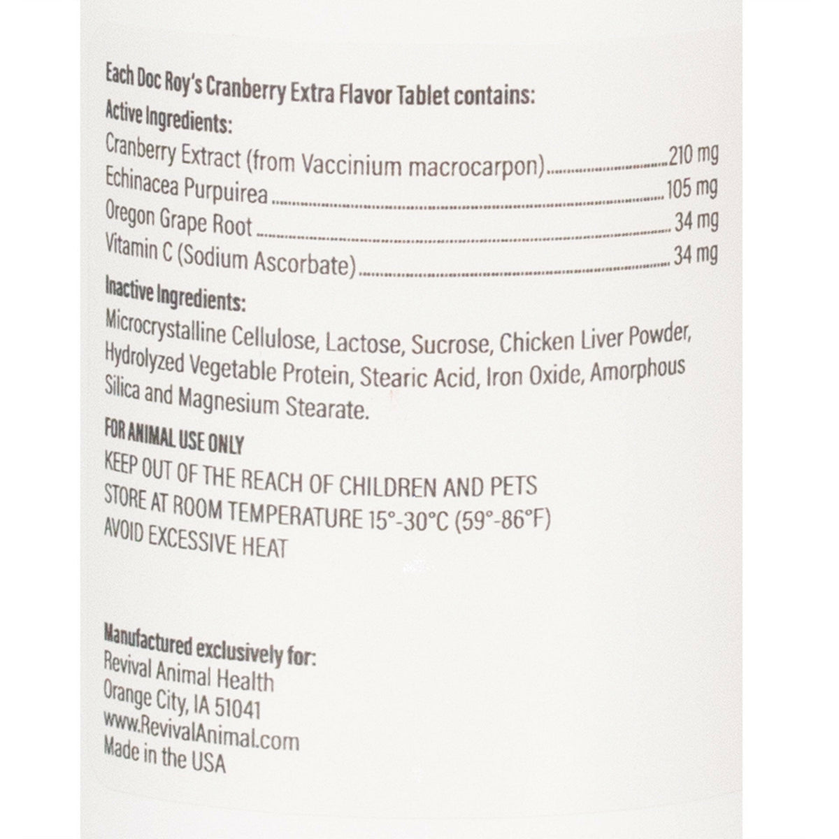 Doc Roy's Cranberry Extra for Dogs & Cats (60 tablets)