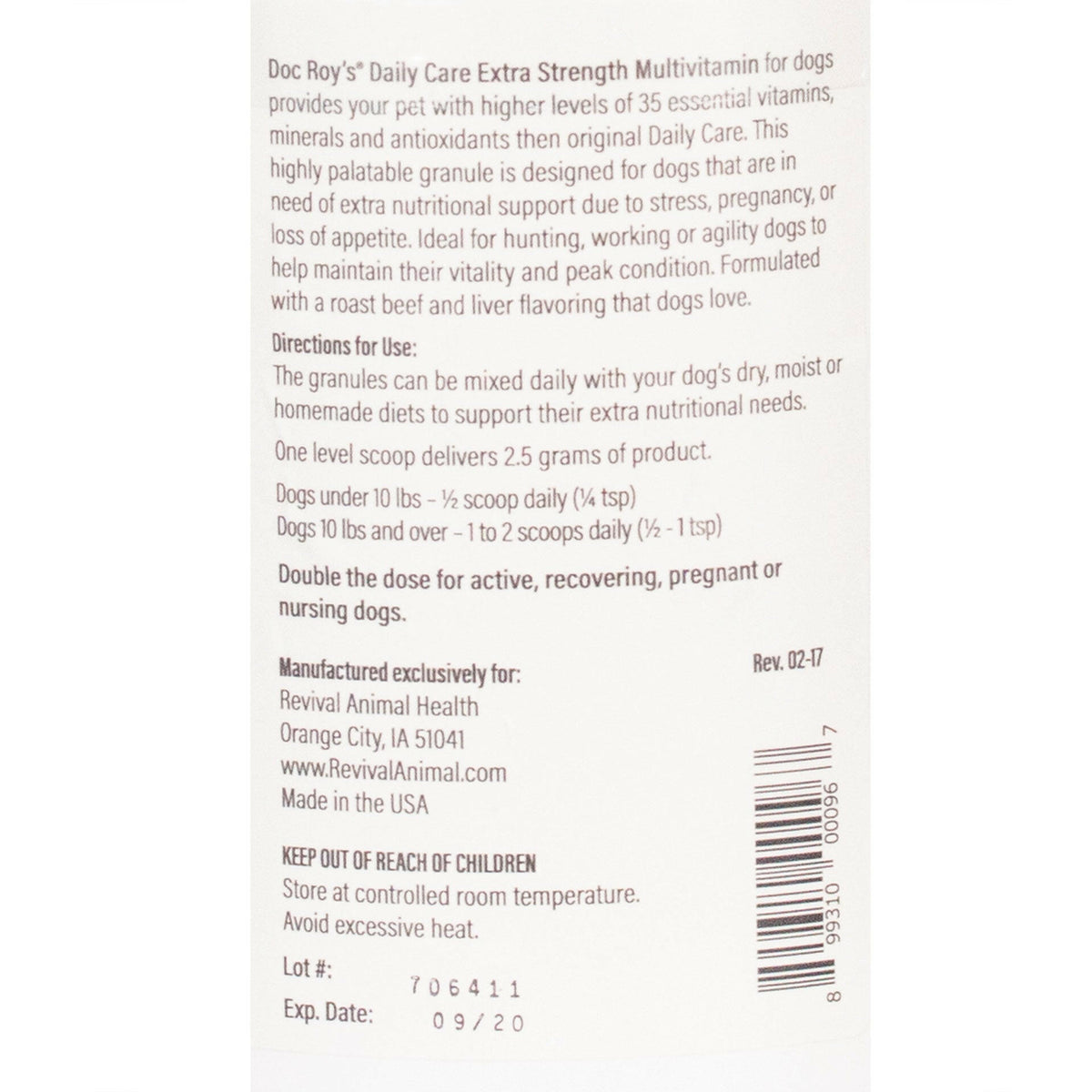 Doc Roy's Daily Care Extra Granules for Dogs