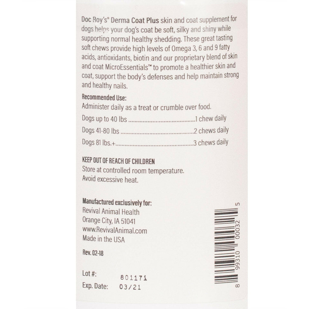 Doc Roy's Derma Coat Plus Soft Chews, 60 ct Large