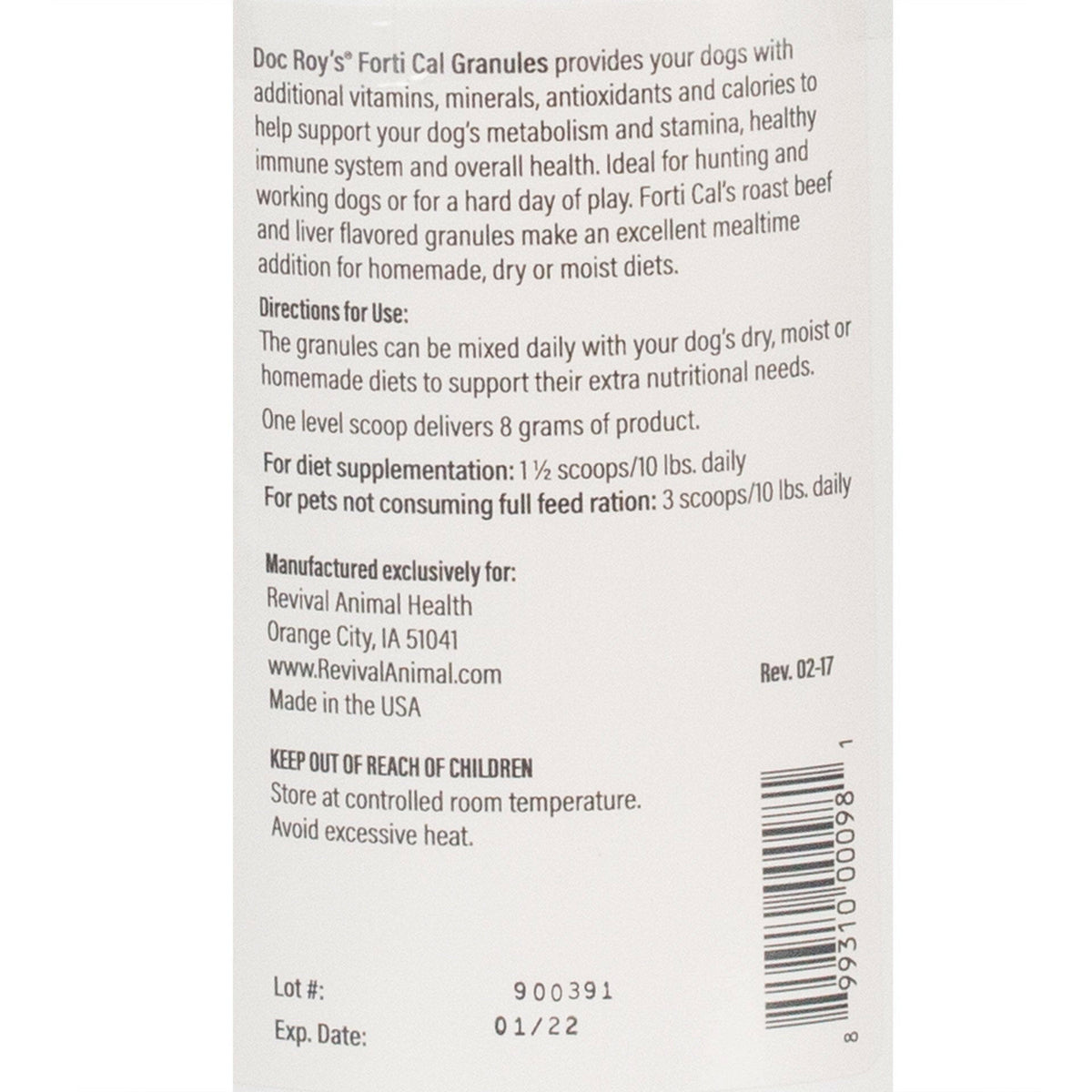 Doc Roy's Forti Cal For Dogs & Cats, 454 gm Granules