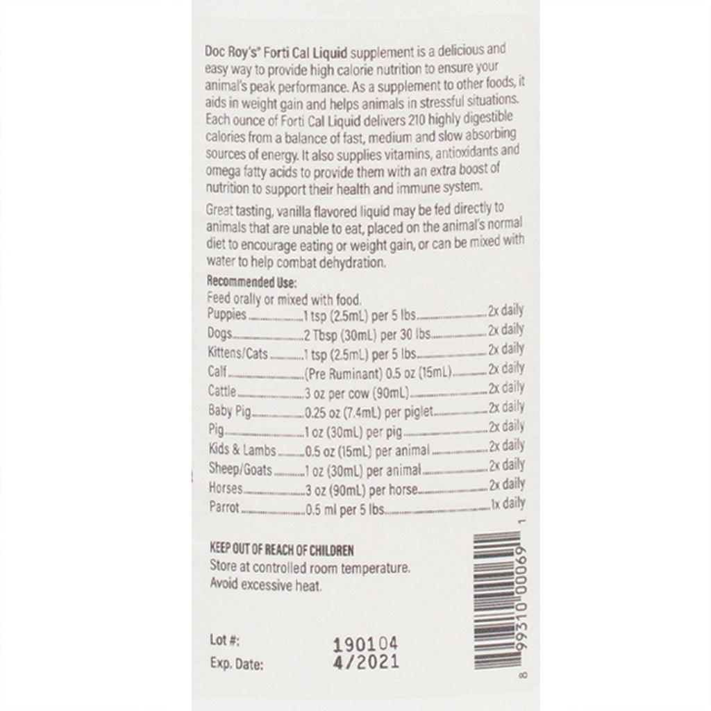 Doc Roy's Forti Cal Liquid, Vanilla Flavour, Gallon