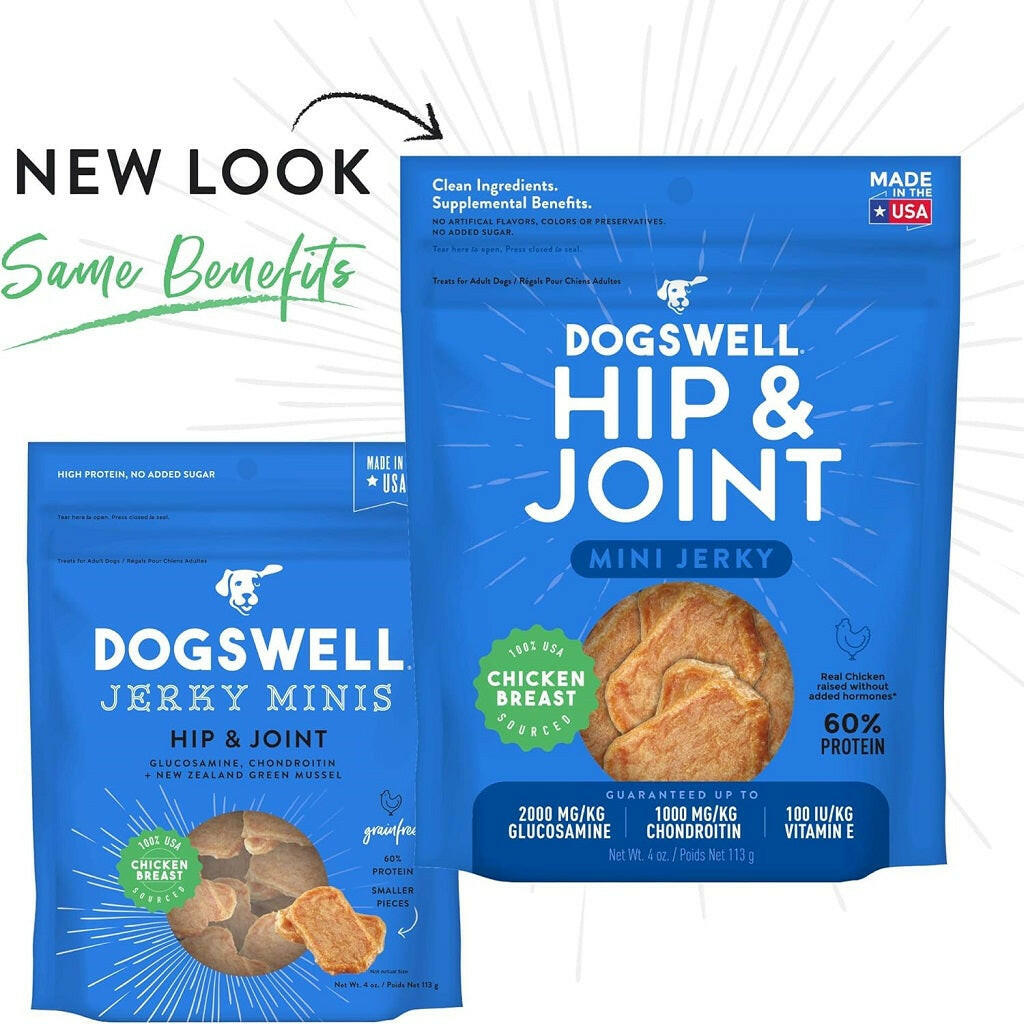 Dogswell Hip & Joint Jerky Minis Grain-Free Chicken Breast for Dogs 4 oz