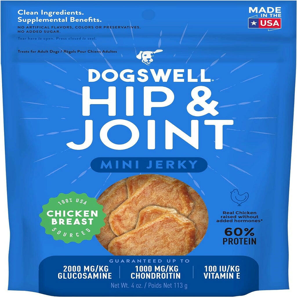 Dogswell Hip & Joint Jerky Minis Grain-Free Chicken Breast for Dogs 4 oz