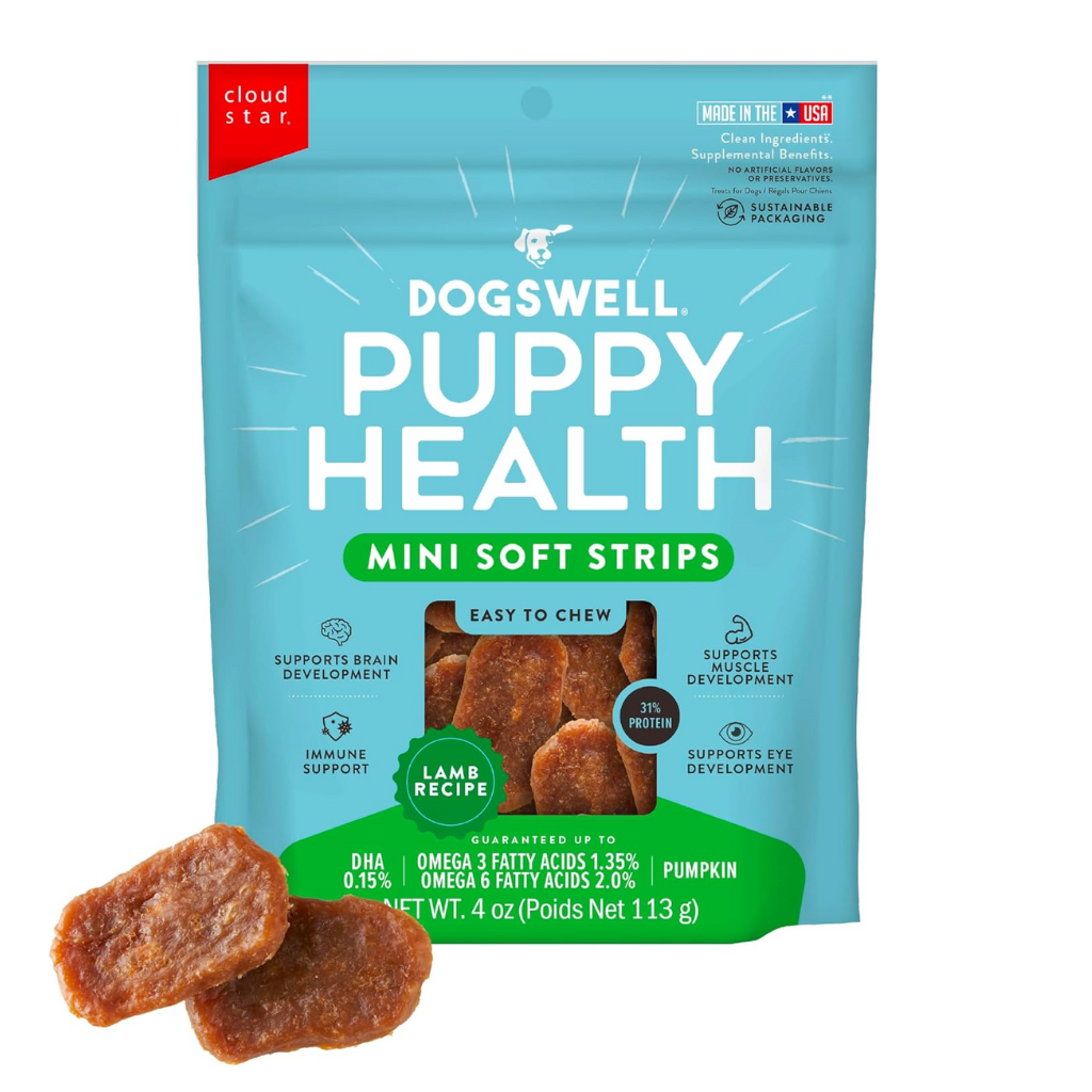 Dogswell Puppy Health Lamb Recipe Mini Soft Strips Treats