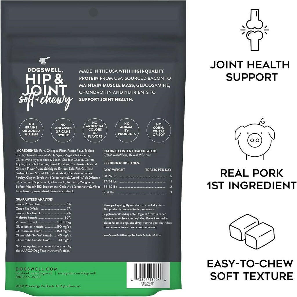 Dogswell Soft & Chewy Hip & Joint Bacon Flavored Treats for Dogs 14 oz