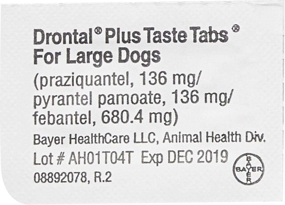 Drontal Plus for Large Dogs 45+ lbs (30 taste tabs)