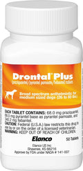 Drontal Plus Tablets for Dogs Parasite Control, 68 mg (dogs 26-60 lbs)